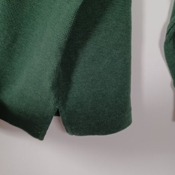 LL Bean Mens Waffle Knit Thermal Henley Size XL Tall Green Layers Outdoor Winter - Picture 8 of 8